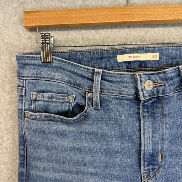Levis 711 Skinny Jeans Womens Size 28 Medium Wash Denim Stretch Ankle Length - Picture 4 of 16